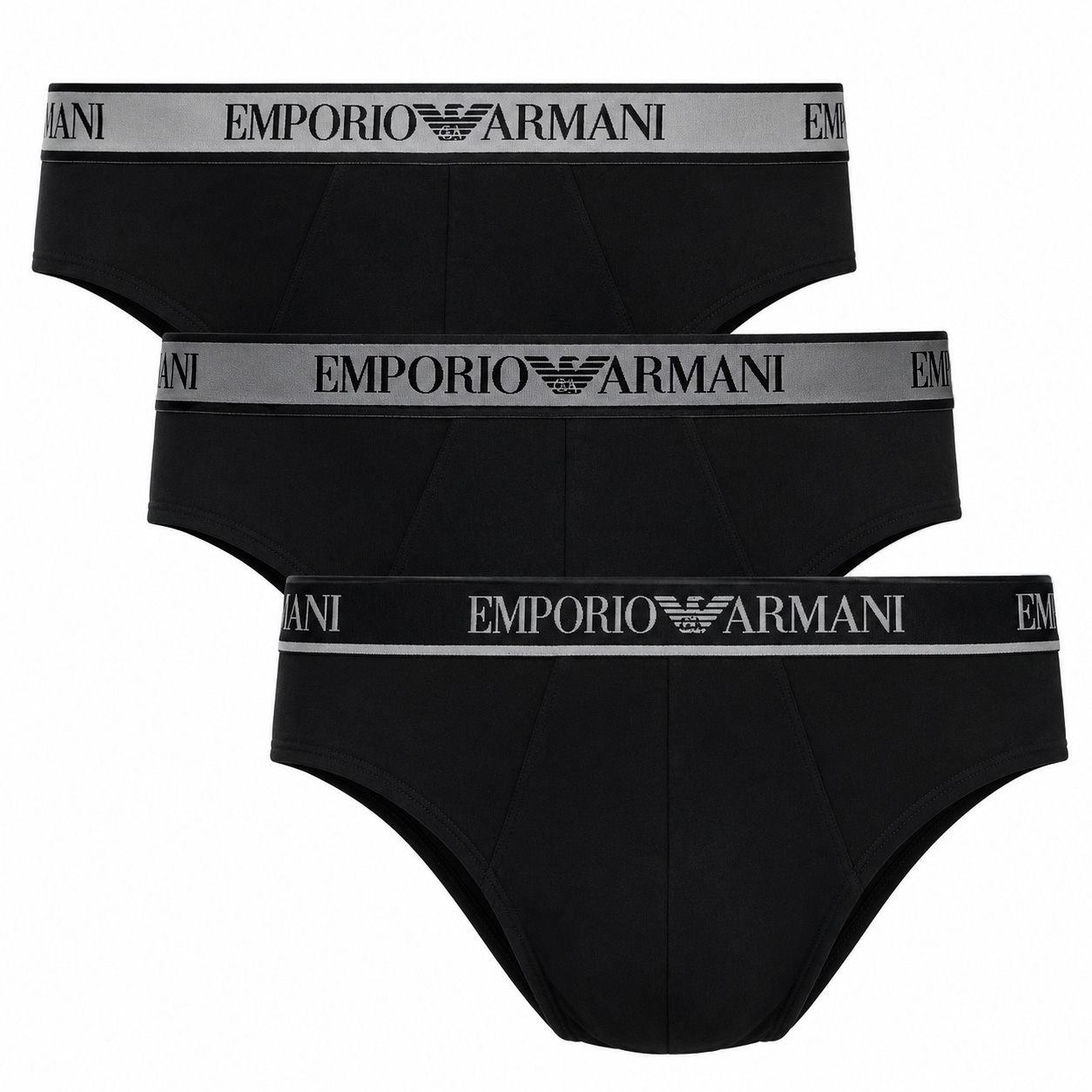 Armani Herenslips 3-pack met logoband zwart